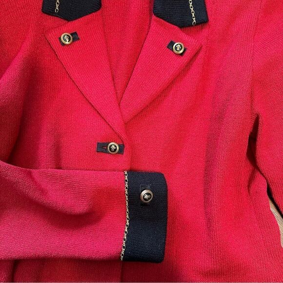 Toula Red Military Knit Blazer Gold Detailing Sz 4 NWT - Picture 14 of 15